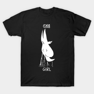 Girl and bird optical illusion- description T-Shirt